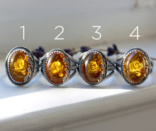 "Garden of Roses" Baltic Amber Intaglio + Rosecut Citrine Rings