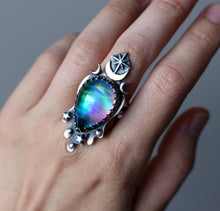 "Dripping Cosmos" Aurora Opal Doublet Statement Ring - Size 7/7.25