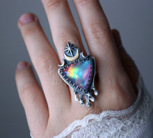 "Dripping Cosmos" Aurora Opal Doublet Statement Ring - Size 9.25/9.5