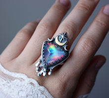 "Dripping Cosmos" Aurora Opal Doublet Statement Ring - Size 9.25/9.5