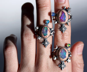 "Cup of Stars" Galaxy Opal Ring No.2 - Size 8.5