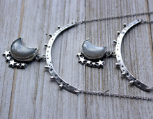 "Silver Skies" Grey Moonstone Curved Bar Choker/Necklace No.4
