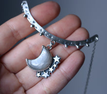 "Silver Skies" Grey Moonstone Curved Bar Choker/Necklace No.3