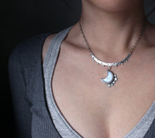 "Silver Skies" Grey Moonstone Curved Bar Choker/Necklace No.1