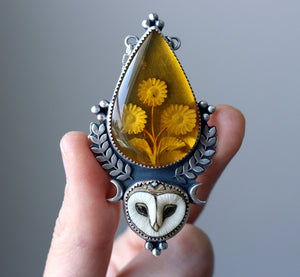 "Bloom Where You Are" Laura Mears Owl Statement Pendant