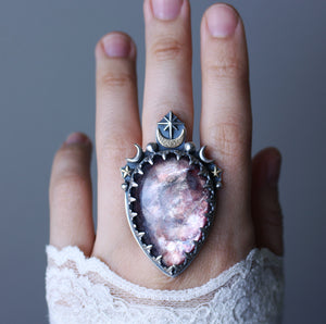 "Moon Guide" Lepidolite Statement Ring - Size 10