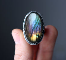 "Oil Slick" Rainbow Labradorite Ring - Size 7.75