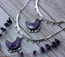 "Violet Skies" Tiffany Stone (with Druzy Pocket!) Curved Bar Choker/Necklace No.1
