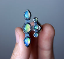 "Starshower" Triple Ethiopian Opal Adjustable Ring No.1 (best fits sizes 5 to 6.25)