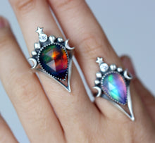 "Rainbow Shards" Aurora Opal Rings
