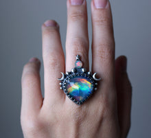 "Ocean Sunset" Aurora Opal Doublet + Ethiopian Opal Statement Ring - Size 8.5