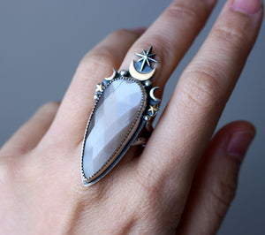 RESERVED: "Moon Guide" Chocolate Moonstone Statement Ring - Size 9