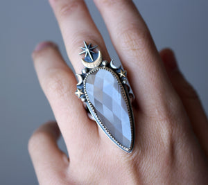 RESERVED: "Moon Guide" Chocolate Moonstone Statement Ring - Size 9