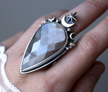 "Moon Guide" Chocolate Moonstone Statement Ring - Size 8.25
