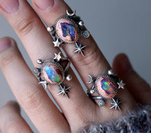 "Cup of Stars" High-Grade Galaxy Opal Ring - Size 7.25/7.5 (MIDDLE finger)