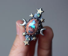 "Galaxy Portal" Mexican Fire Opal Ring - Size 6 (LEFT)