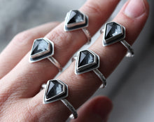 DISCOUNTED "Into the Night" Hematite + Quartz Doublet Ring - Size 11