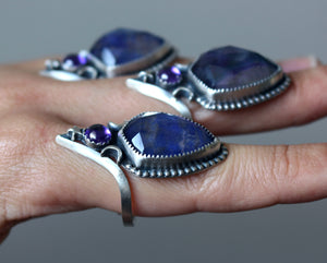 "Lapis Oceans" Lapis Lazuli + Quartz Doublet Rings