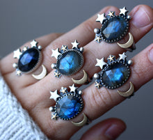 "Stars at Midnight" Rosecut Labradorite Adjustable Rings