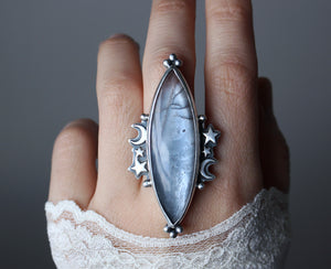 "The Sun & the Moon" Sunstone in Moonstone Statement Ring - Size 9